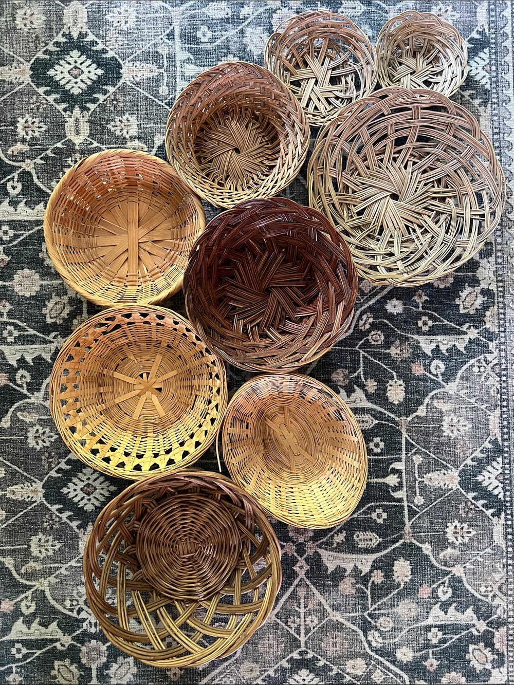 Vintage Boho wicker basket wall decor